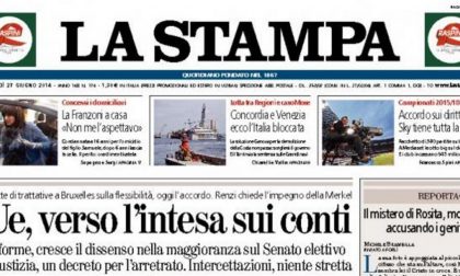 Le prime pagine di oggi venerdì 27 giugno 2014