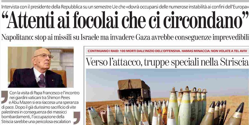 Le prime pagine di oggi sabato 12 luglio 2014