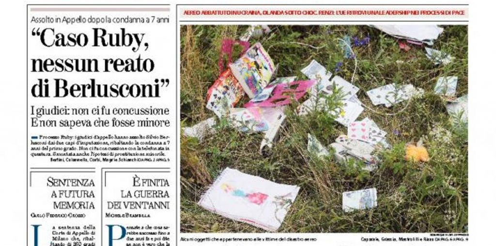 Le prime pagine di oggi sabato 19 luglio 2014