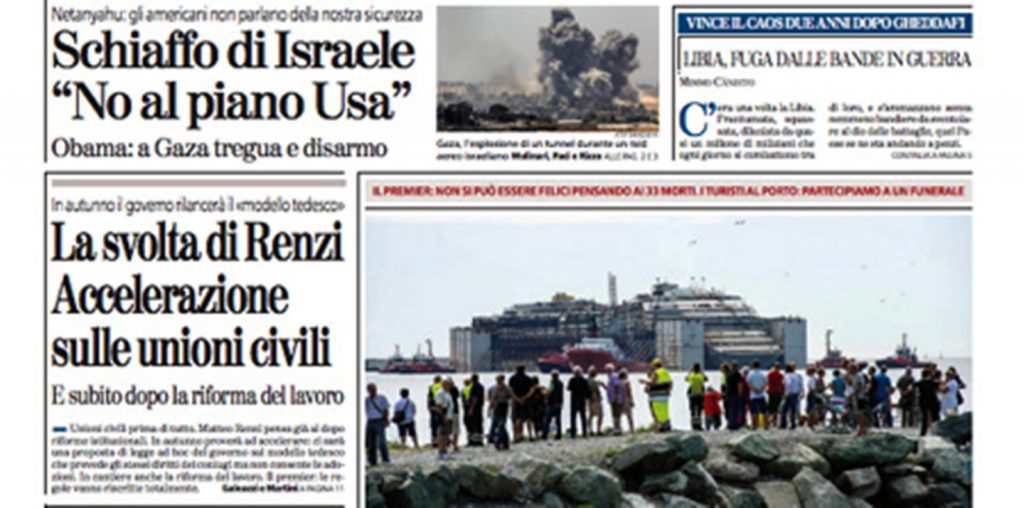 Le prime pagine di oggi lunedì 28 luglio 2014
