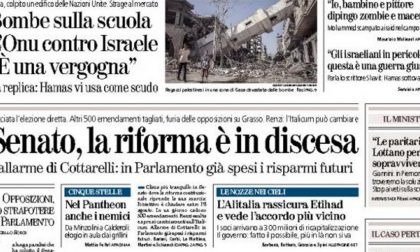 Le prime pagine di oggi giovedì 31 luglio 2014