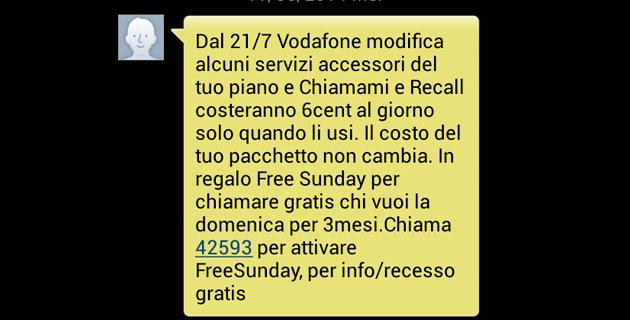 messaggio Vodafone modifica