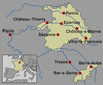 Mappa della zona champagne