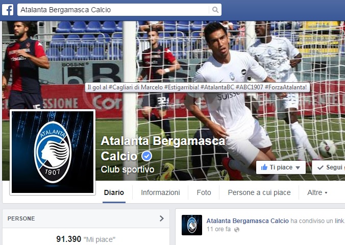 Quanto è “social” l’Atalanta? Ben 193mila likers e follower