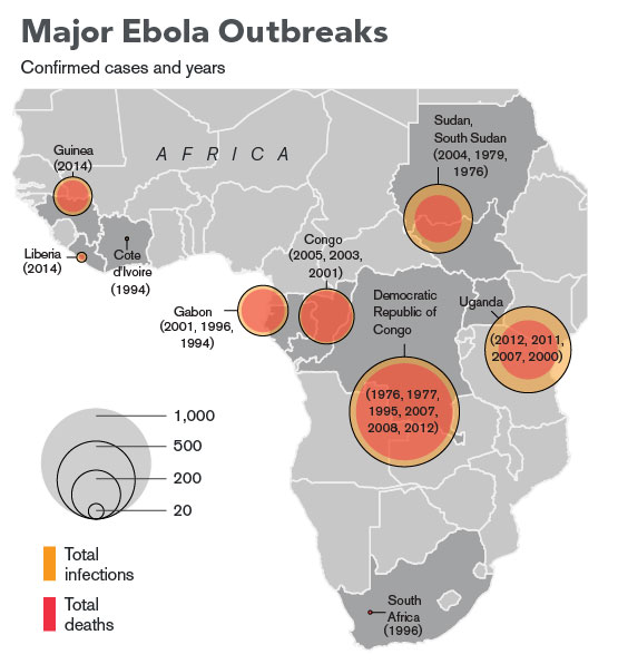 diffusione ebola in africa