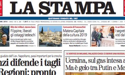 Le prime pagine di oggi sabato 18 ottobre 2014