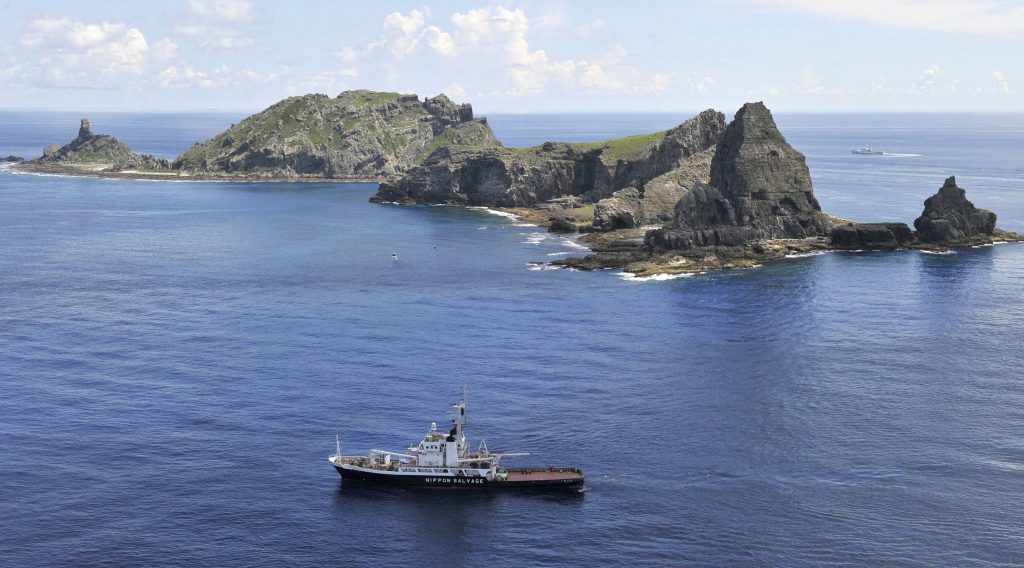 The city government of Tokyo's survey vessel sails around a group of disputed islands known as Senkaku in Japan and Diaoyu in China in the East China Sea in this picture taken by Kyodo