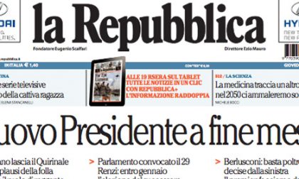 Le prime pagine di oggi giovedì 15 gennaio 2015