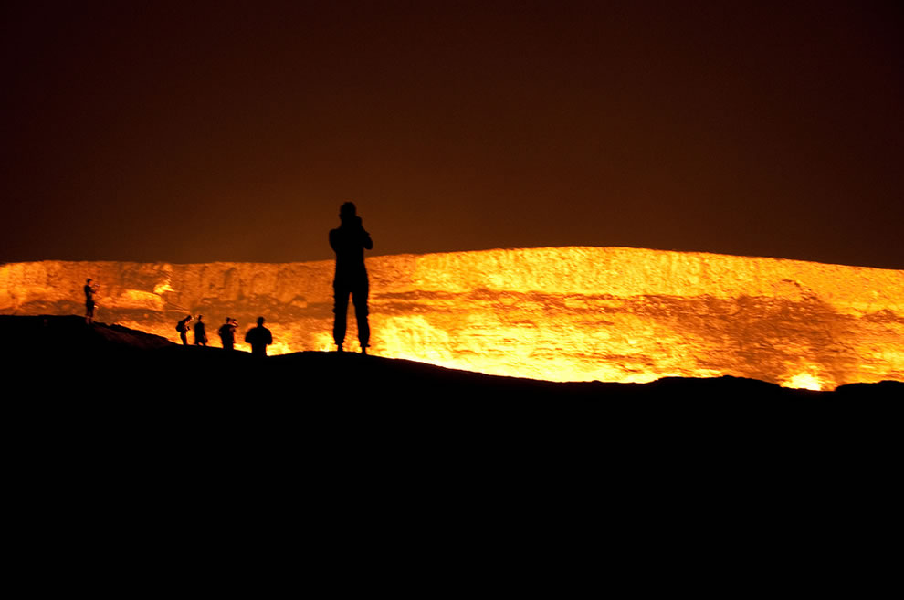 Door to Hell, a burning natural gas field, in Derweze