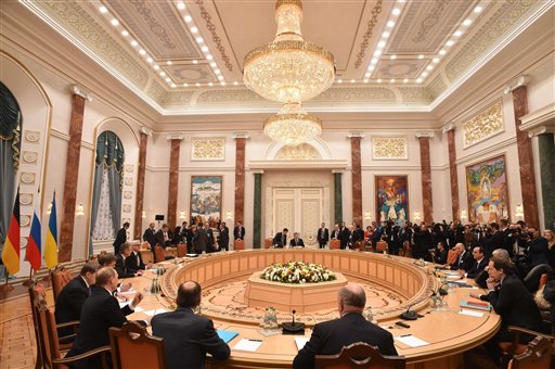 Vladimir Putin, Angela Merkel, Petro Poroshenko, Francois Hollande