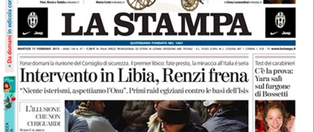 Le prime pagine di oggi  martedì 17 febbraio 2015