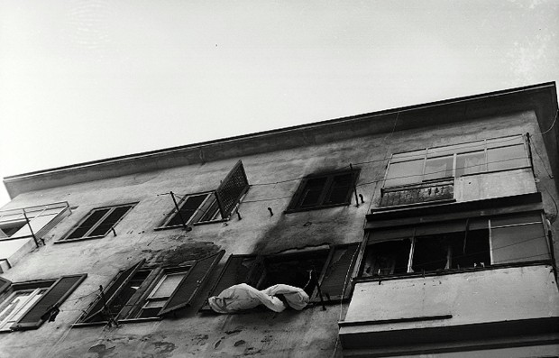 L'appartamento di Primavalle (quartiere di Roma) dato alle fiamme da alcuni membri di Potere Operaio.