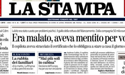 Le prime pagine di oggi sabato 28 marzo 2015