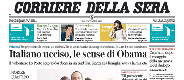 Le prime pagine di oggi venerdì 24 aprile 2015