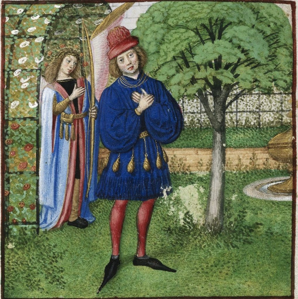 c 1487-95 Artist Unknown British Library, London, Harley 4425   f. 42   Amour and the Lover - Copy