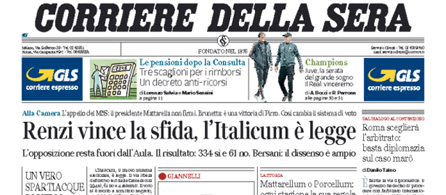 Le prime pagine di oggi martedì 5 maggio 2015