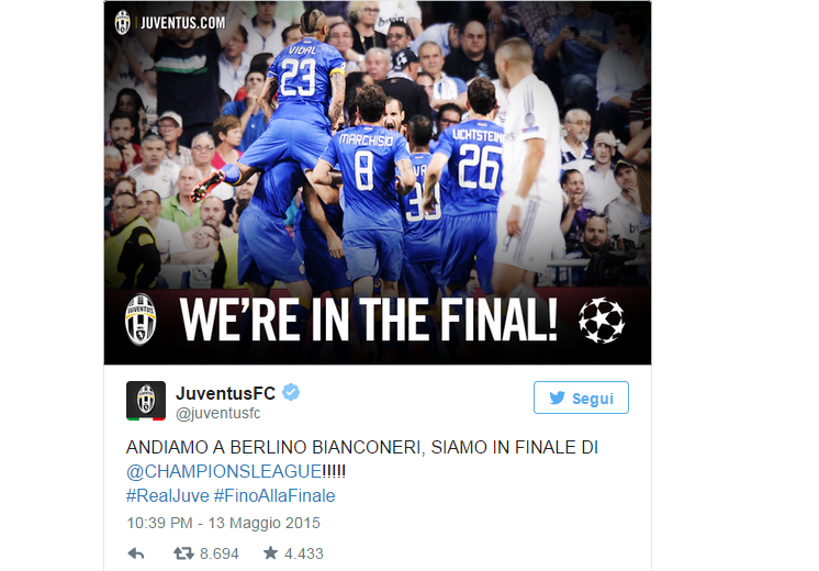 Twitter racconta Real-Juventus Nell’era dei social si festeggia così