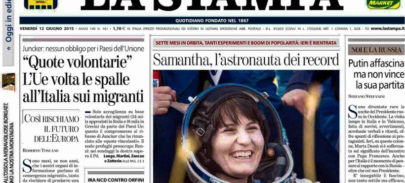 Le prime pagine dei giornali venerdì 12 giugno 2015