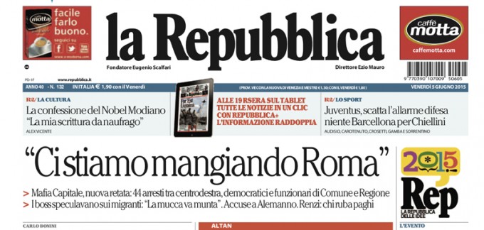 Le prime pagine dei giornali venerdì 5 giugno 2015