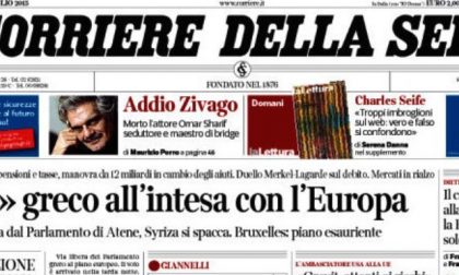 Le prime pagine dei giornali sabato 11 luglio 2015