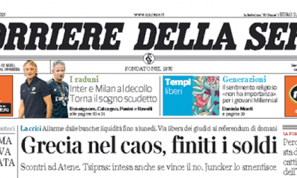 Le prime pagine dei giornali sabato 4 luglio 2015