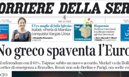 Le prime pagine dei giornali lunedì 6 luglio 2015