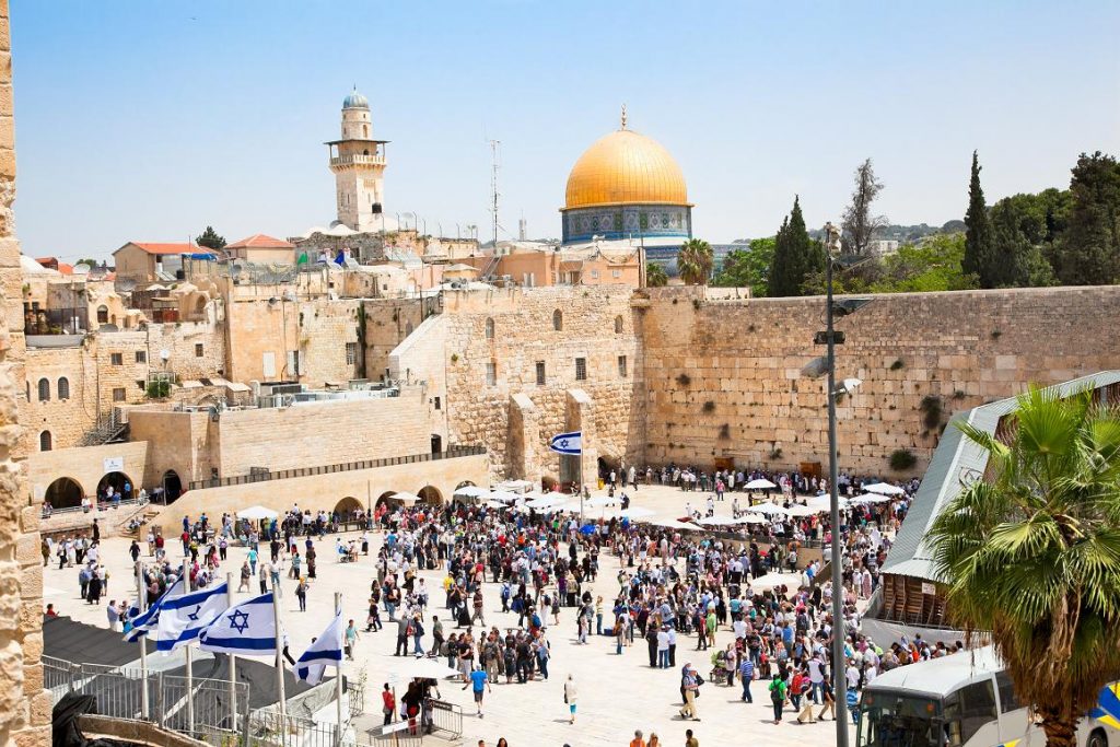 Jews praying at the western wall in Jerusalem, Israel