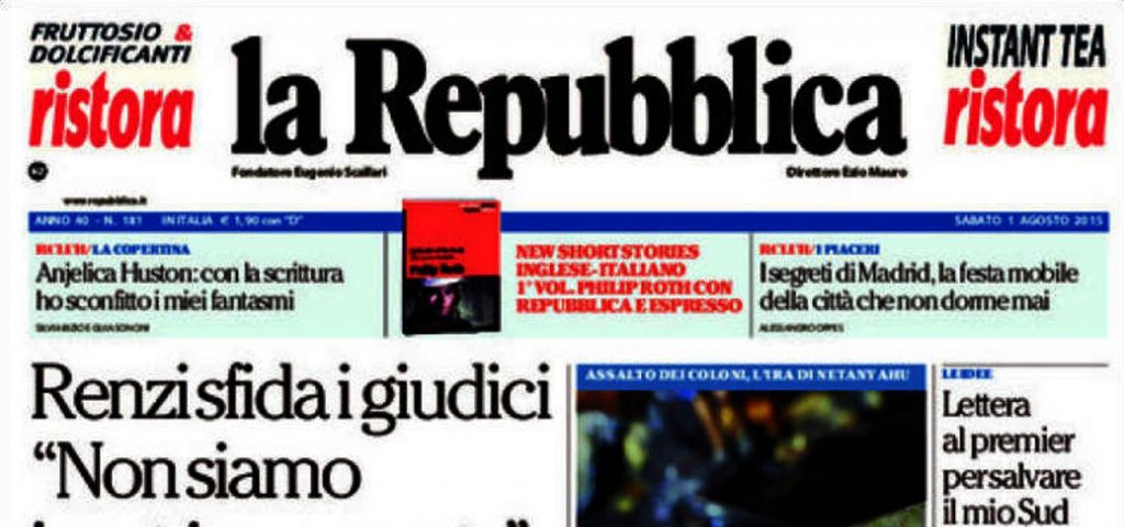Le prime pagine dei giornali sabato 1 agosto 2015
