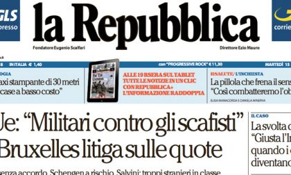 Le prime pagine dei giornali martedì 15 settembre 2015