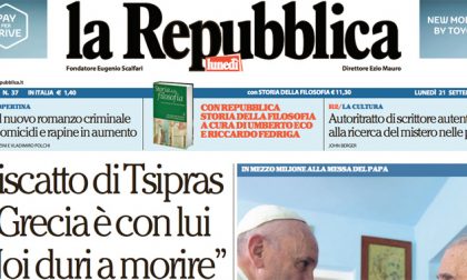 Le prime pagine dei giornali lunedì 21 settembre 2015