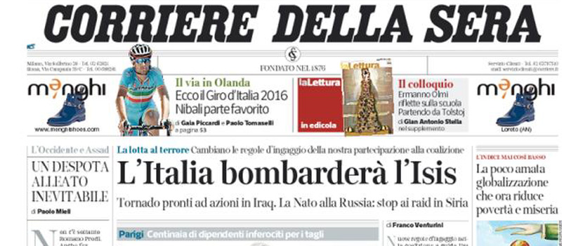 Le prime pagine dei giornali martedì 6 ottobre 2015