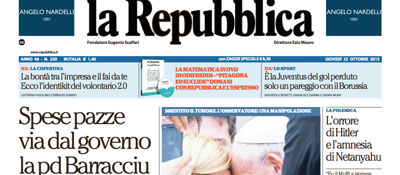 Le prime pagine dei giornali giovedì 22 ottobre 2015