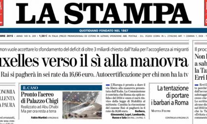 Le prime pagine dei giornali martedì 20 ottobre 2015