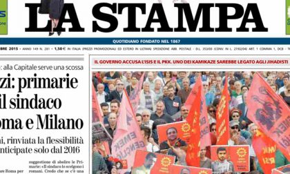 Le prime pagine dei giornali lunedì 12 ottobre 2015