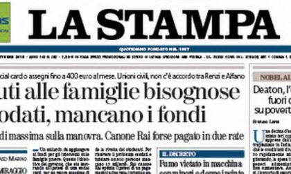 Le prime pagine dei giornali martedì 13 ottobre 2015