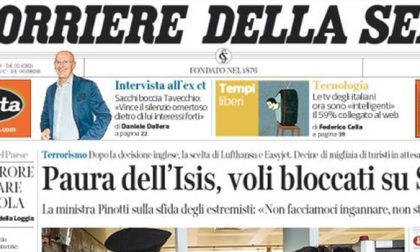 Le prime pagine dei giornali venerdì 6 novembre 2015