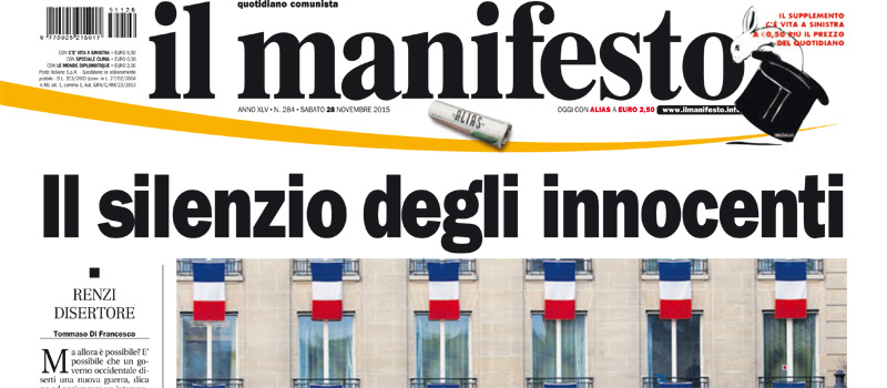 Le prime pagine dei giornali sabato 28 novembre 2015