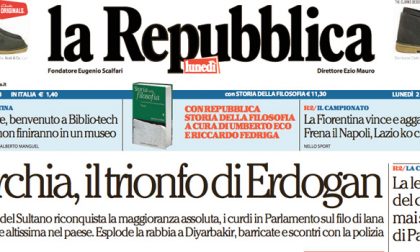 Le prime pagine dei giornali lunedì 2 novembre 2015