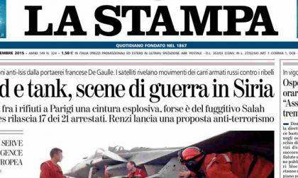 Le prime pagine dei giornali martedì 24 novembre 2015