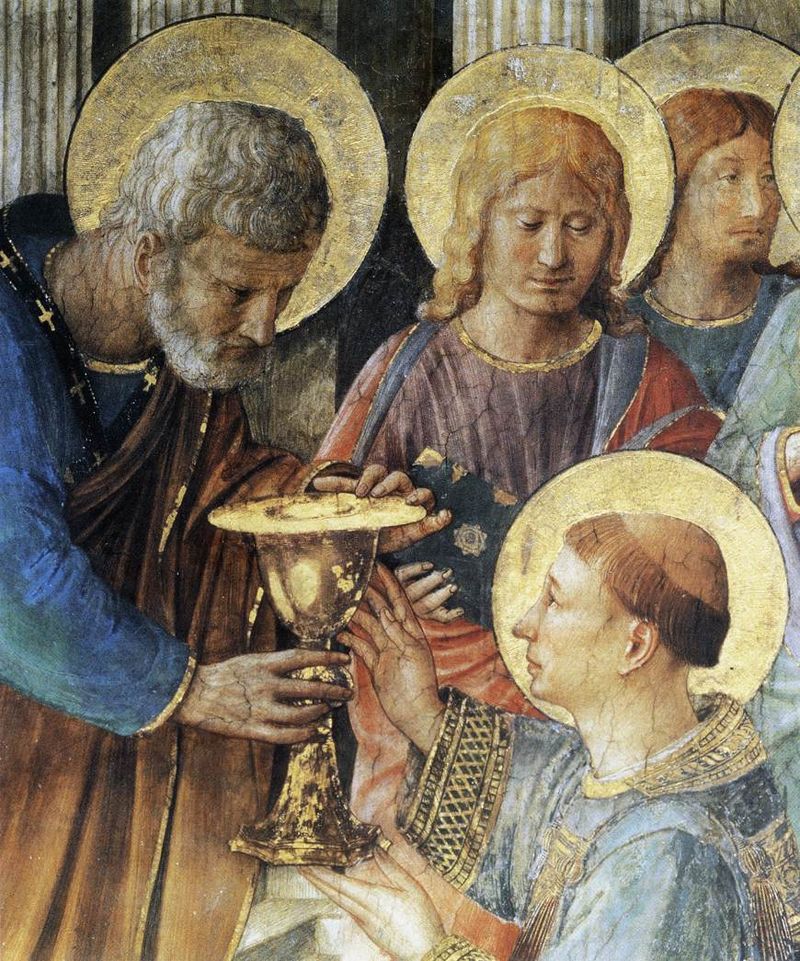 00_Dettaglio_Santo Stefano riceve il diaconato e distribuisce le elemosine, Beato Angelico, Cappella Niccolina, Vaticano