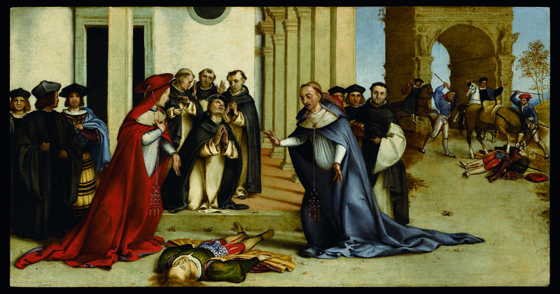 02_San Domenico Resuscita Napoleone Orsini, Predella della Pala Martinengo, Lorenzo Lotto, Accademia Carrara