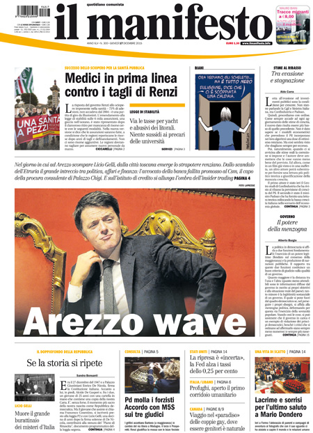 [NAZIONALE - 1] MANIFESTO/PRIMAPAGINA/PAG01 ... 17/12