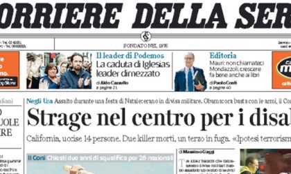 Le prime pagine dei giornali giovedì 3 dicembre 2015