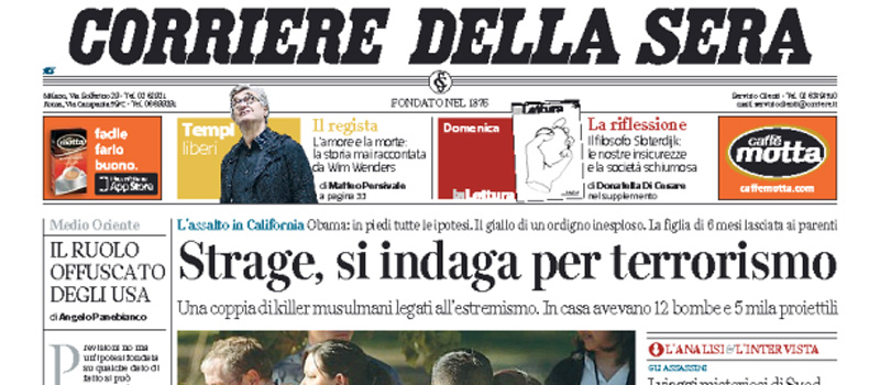 Le prime pagine dei giornali venerdì 4 dicembre 2015