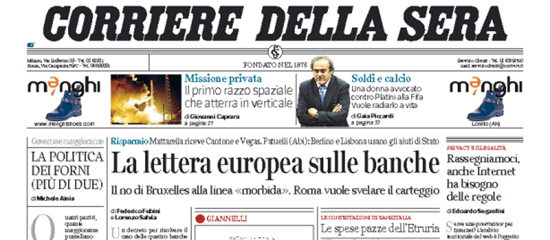 Le prime pagine dei giornali mercoledì 23 dicembre 2015