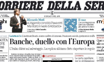 Le prime pagine dei giornali giovedì 24 dicembre 2015