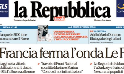 Le prime pagine dei giornali lunedì 14 dicembre 2015