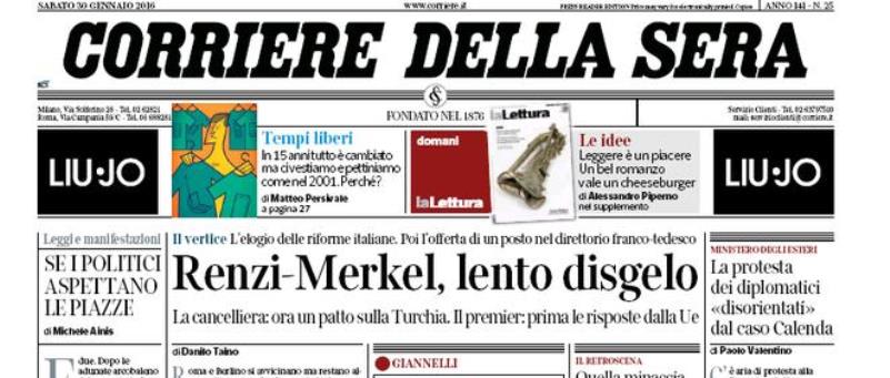 Le prime pagine dei giornali sabato 30 gennaio 2016
