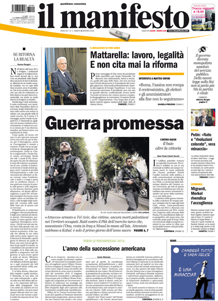 [NAZIONALE - 1] MANIFESTO/PRIMAPAGINA/PAG01 ... 02/01