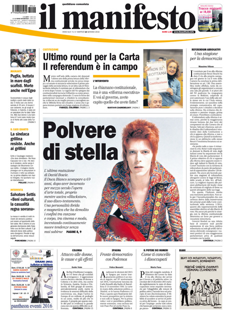 [NAZIONALE - 1] MANIFESTO/PRIMAPAGINA/PAG01 ... 12/01